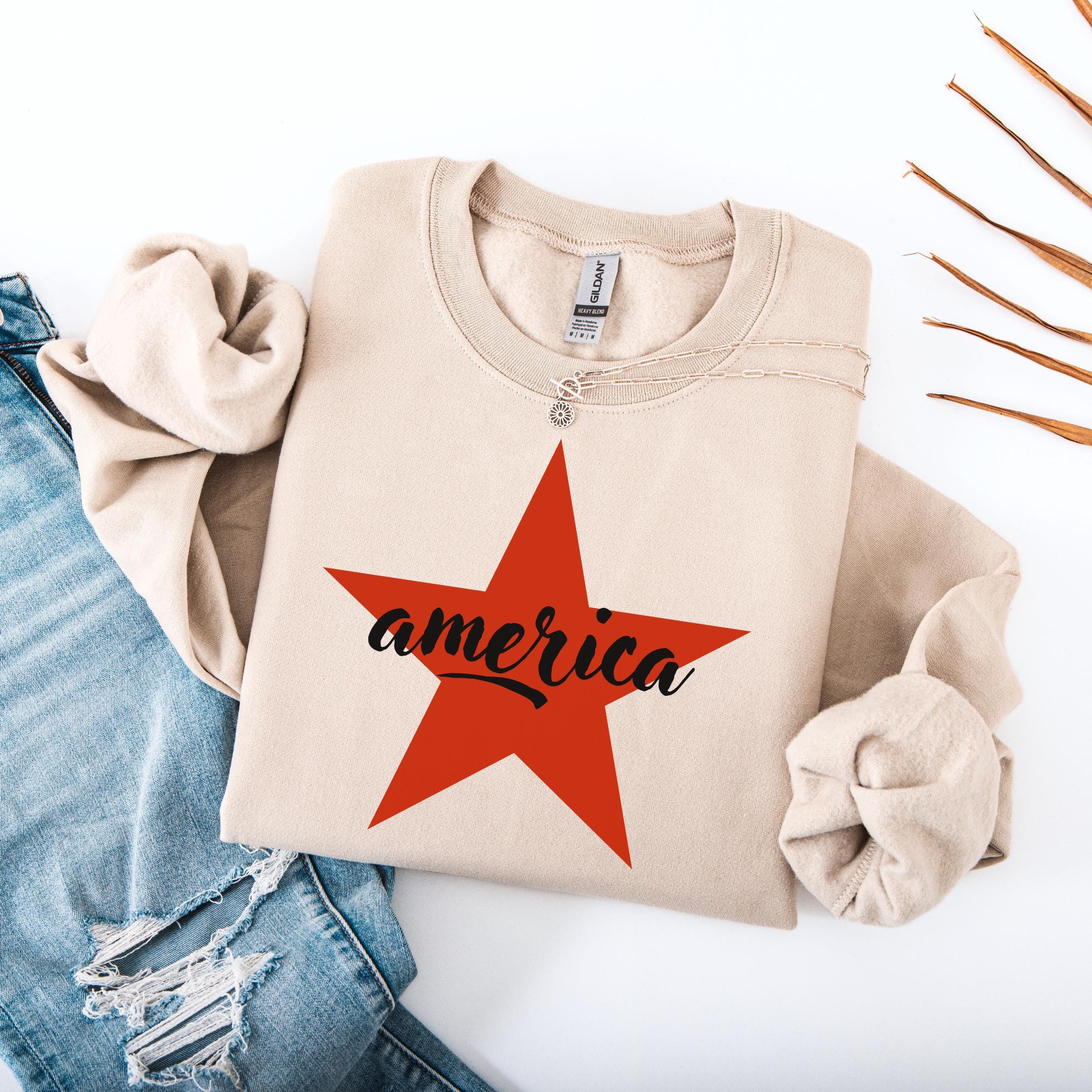 America Patriotic Sweatshirt: Stars & Stripes 4th of July Crewneck