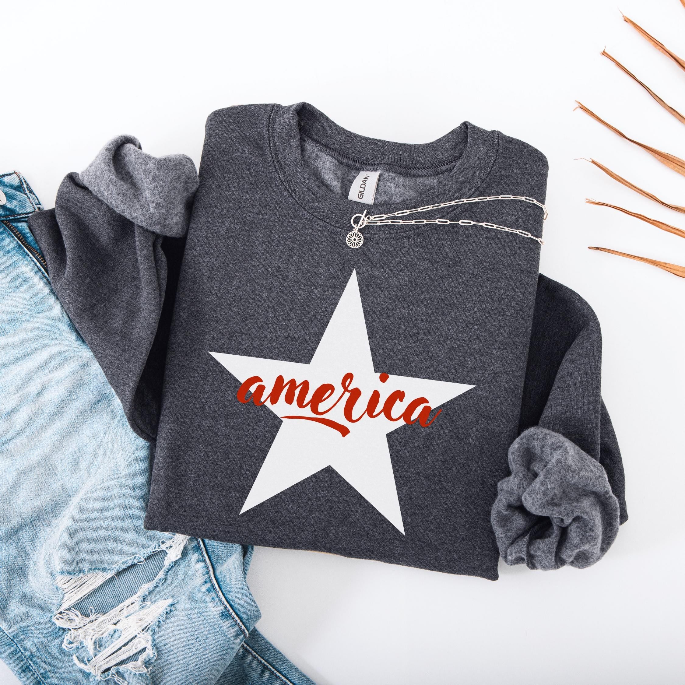 America Patriotic Sweatshirt: Stars & Stripes 4th of July Crewneck