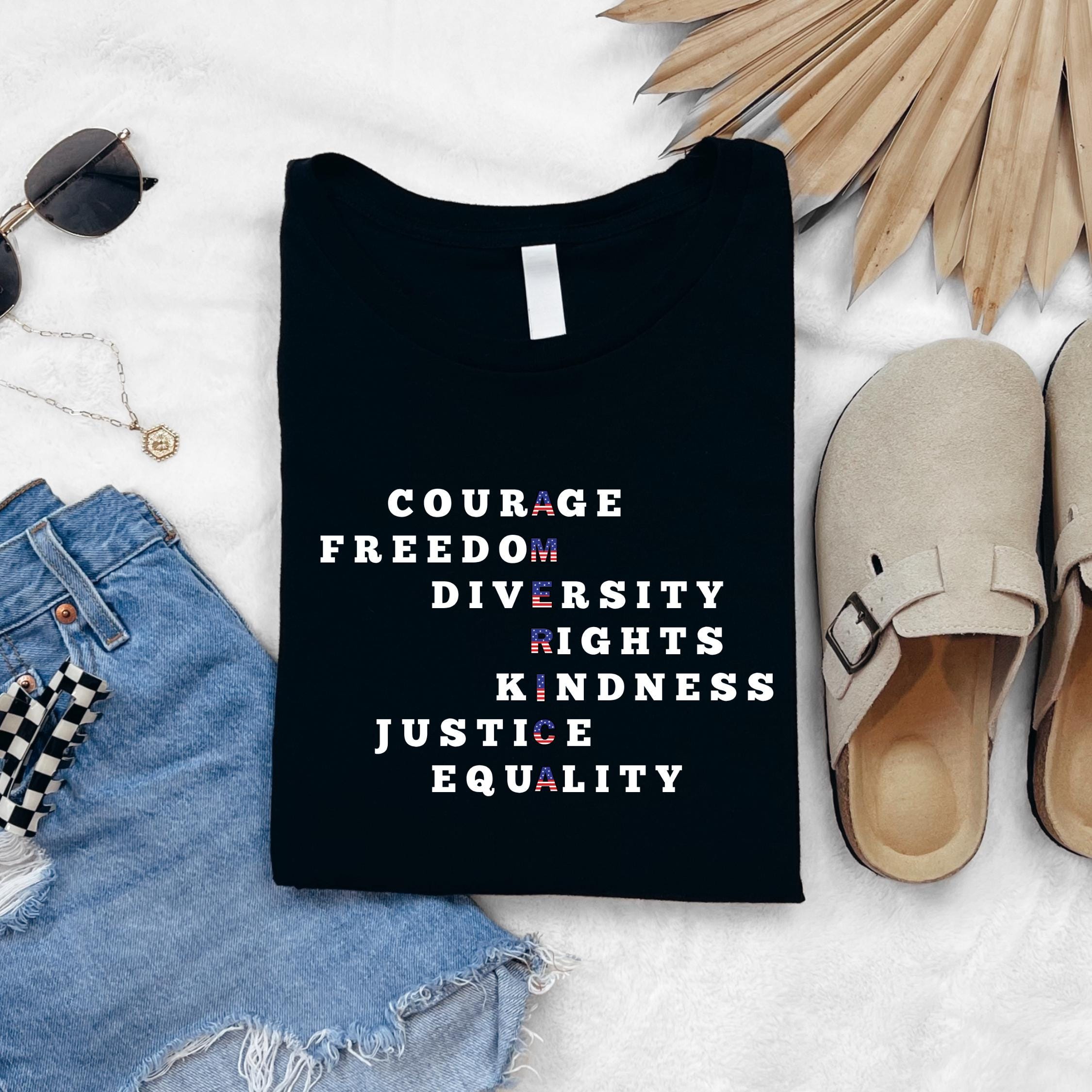 America Acrostic T-Shirt: Progressive 4th of July Statement Tee