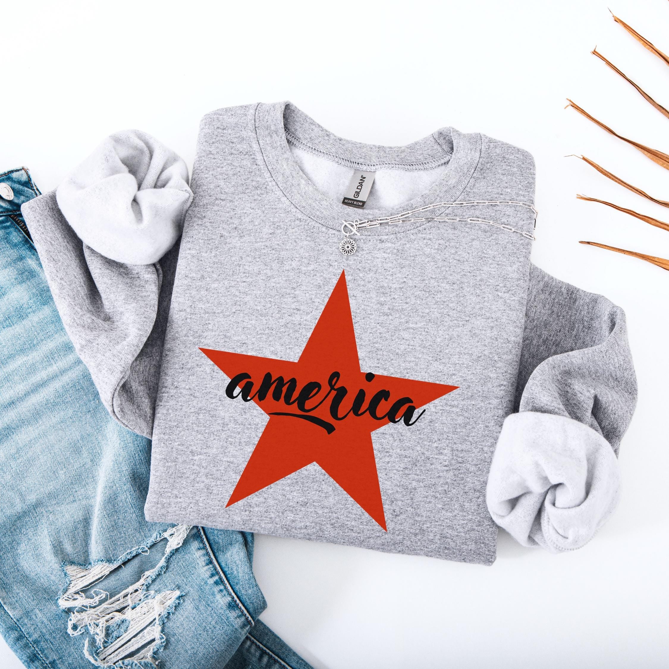 America Patriotic Sweatshirt: Stars & Stripes 4th of July Crewneck